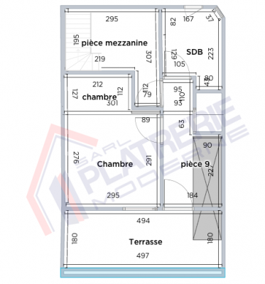 Plan R+2 chambre sdb- acces mezzanine